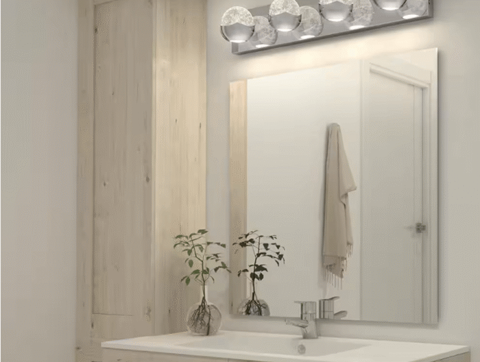 Oracle 27 in. 4 Light Chrome Modern Integrated LED 5 CCT Vanity Light Bar for Bathroom with Bubble Glass