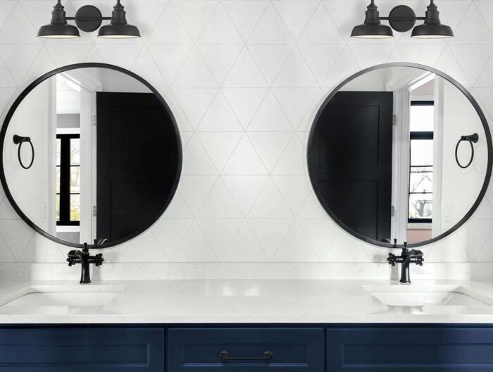 Elmcroft 18.25 in. 2-Light Matte Black Vanity Light with Metal Shades